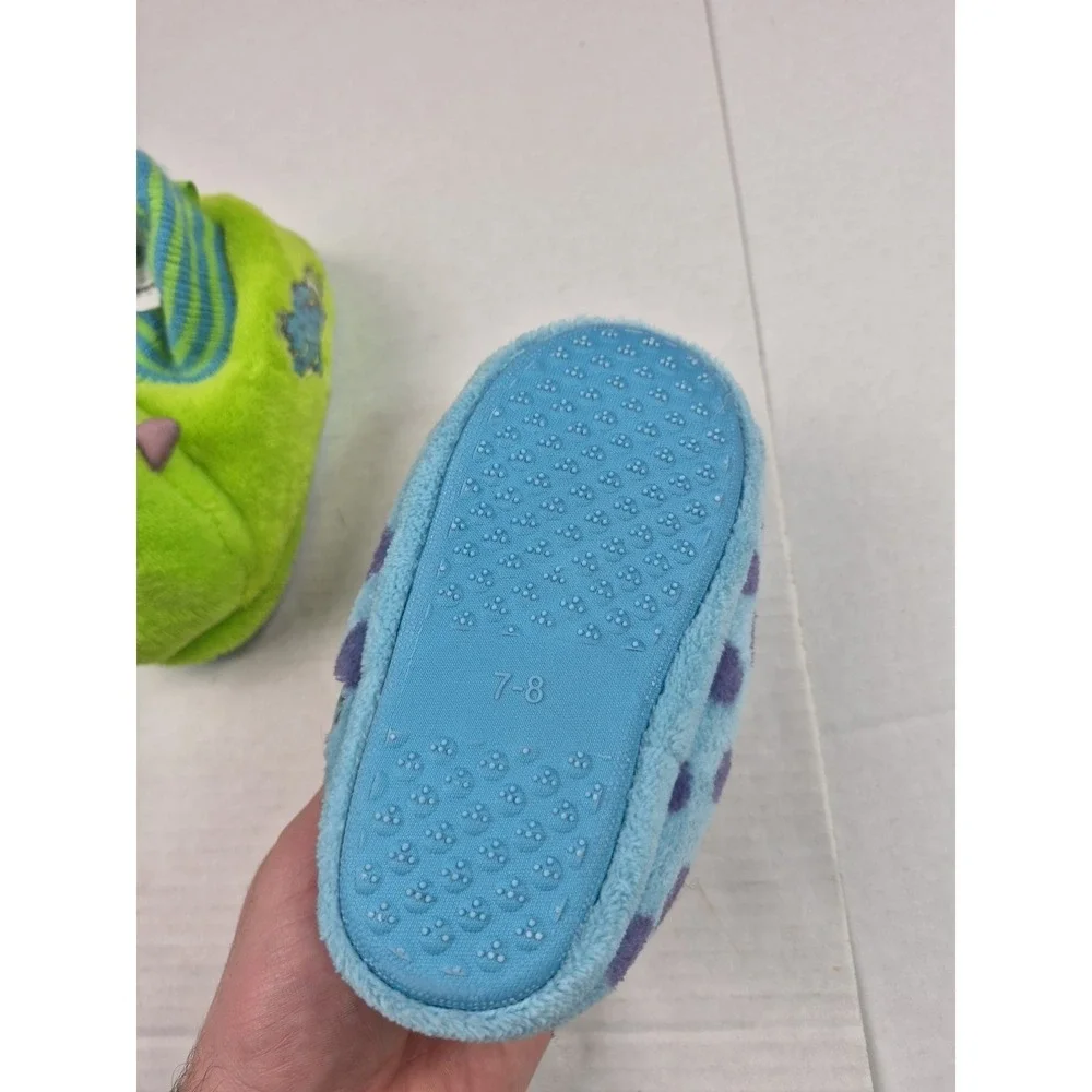 Monsters Inc Toddler Boys‎ Slippers Size 7-8 Mike Sullivan Sully Fuzzy Grippers